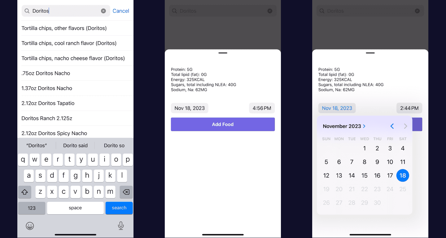 Three images of the mobile app of Kidney Plate.
